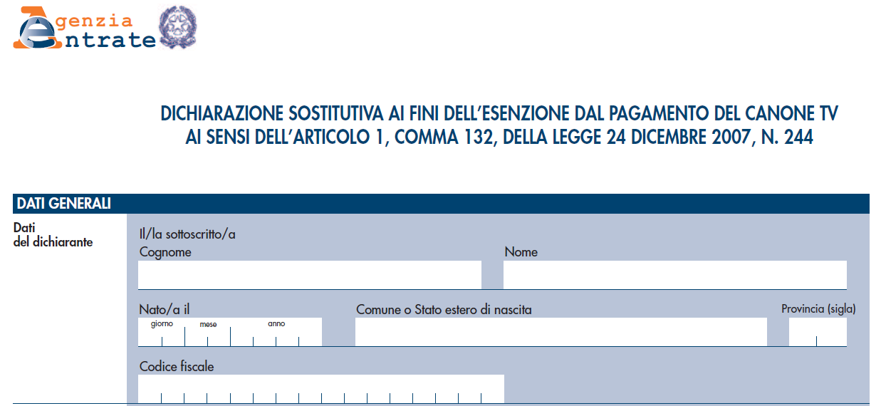 esenzione canone 2018